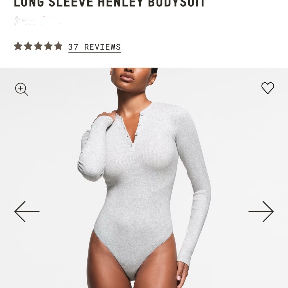 SKIMS Gray Ribbed Long Sleeve Bodysuit